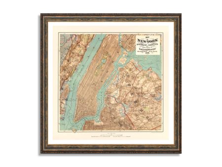 Map of New York Vintage Poster Print on Matte Paper Decorative Antique Wall City Street Map of Manhattan Cheap