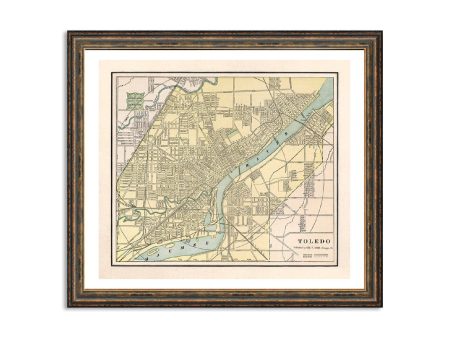 Toledo City Map Vintage Poster Print on Matte Paper Decorative Antique Wall City Street Map of Ohio Discount