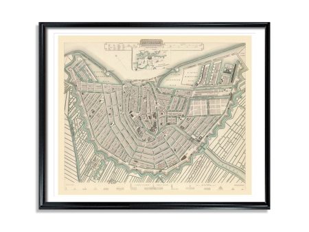 Amsterdam Map 1835 Vintage European City Poster Print on Matte Paper Decorative Antique Wall Decor City Map of Holland Cheap