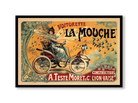 Voiturette La Mouche Vintage Art Poster Vintage French Illustrations Decorative Wall Print Poster Art Home Decor Wall Hangings Discount