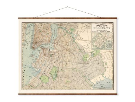 Brooklyn 1891 Map of New York Ready to Hang Roll Down Canvas Decorative Wall Decor Horoscope Map Scroll Cheap