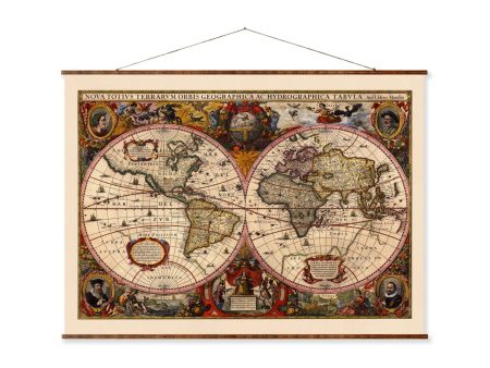 Vintage Old World Map on Canvas Decorative 17th Century Wall Antique Map Scroll Cheap