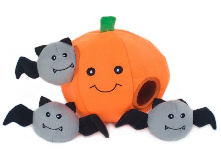 ZippyPaws Halloween Burrow Pumpkin With Bats Dog Toy For Cheap